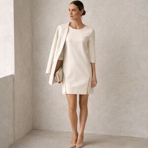 J. CREW Cream Mini Shift Dress Double Zip Design Lined Size 2